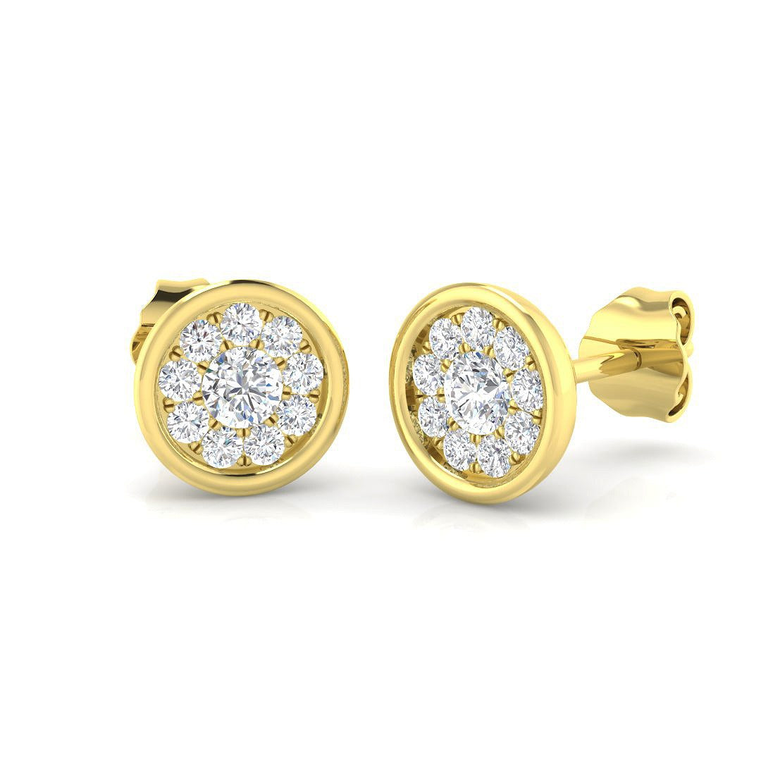 Elegant 0.25Ct Round Diamond Cluster Stud Earrings in White Gold