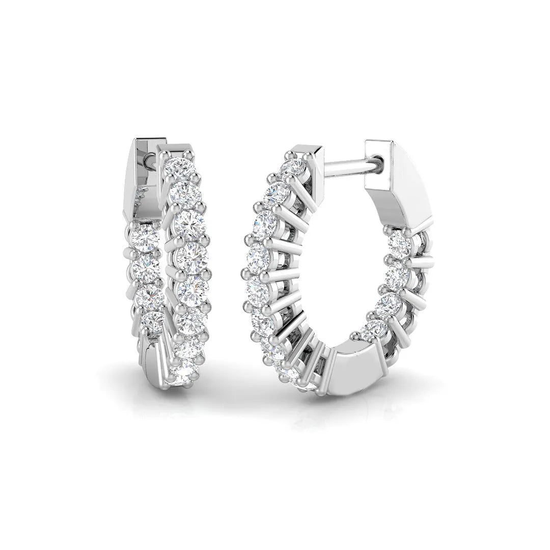 Natural/Lab-Grown Round Cut Diamond Hoop Earring in Gold