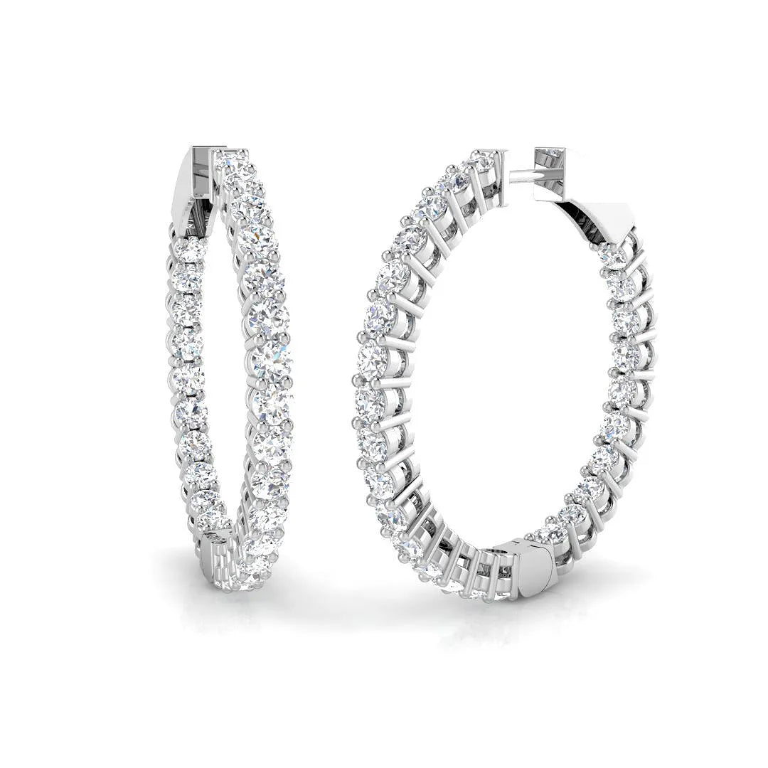 Lab-Grown & Natural Round Diamond Hoop Earrings | 9K/18K Gold, UK Hallmarked