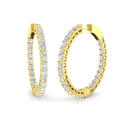 Lab-Grown & Natural Round Diamond Hoop Earrings | 9K/18K Gold, UK Hallmarked
