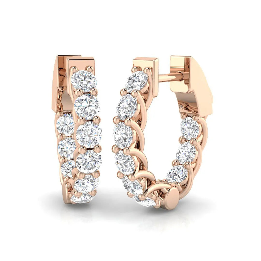 2.00 Ct Natural & Lab-Grown Round Cut Diamond Hoop Earrings | Prong Setting | 9K/18K Gold, Platinum