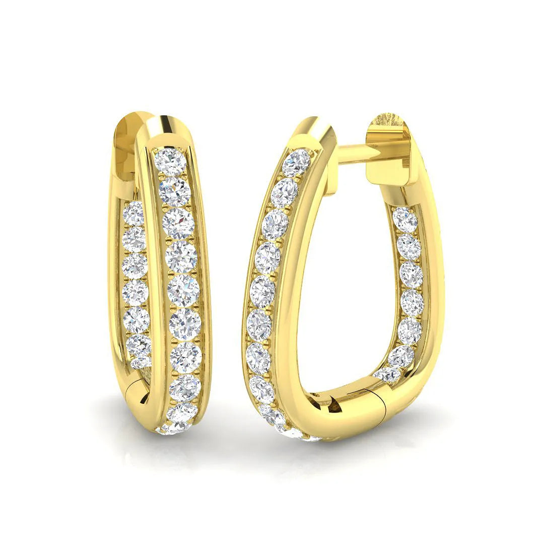 0.50 Ct Natural & Lab-Grown Round Cut Diamond Hoop Earrings | Pavé Setting | 9K/18K Gold, Platinum