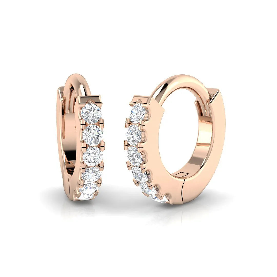 0.25 Carat Natural/Lab-Grown Round Diamond Hoop Earring in Gold - UK Made