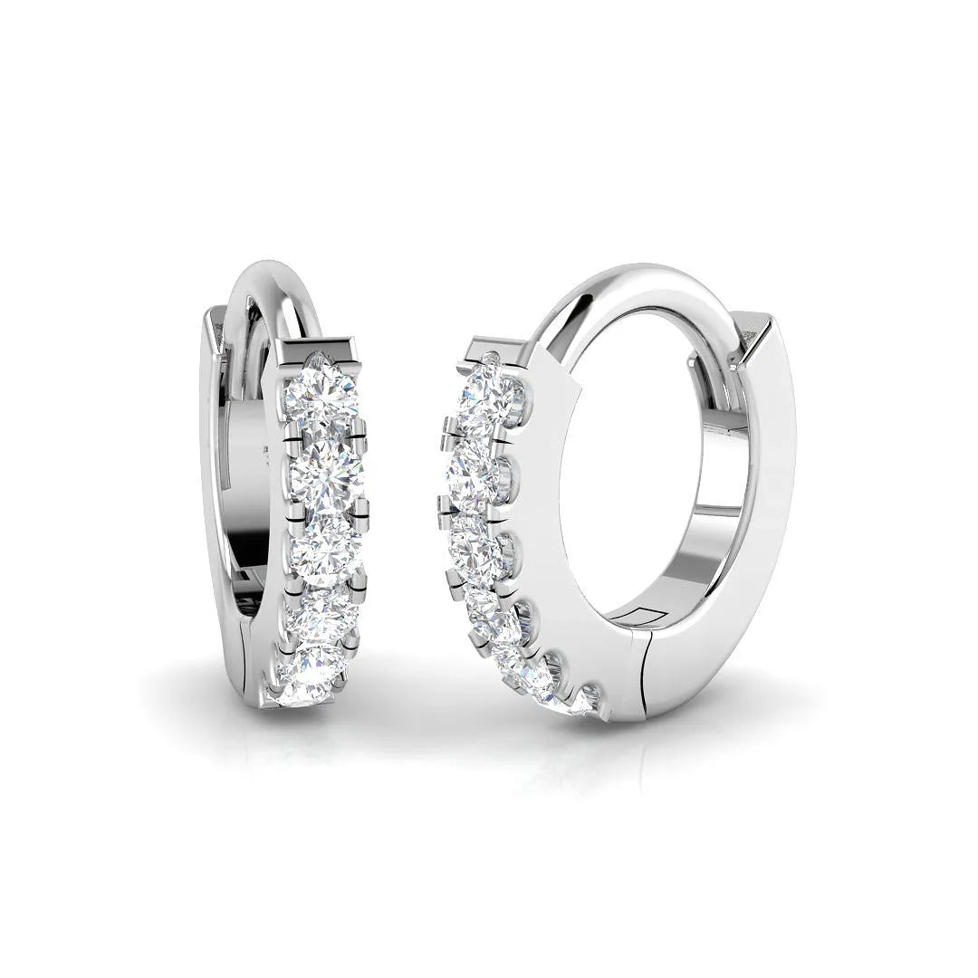 0.25 Carat Natural/Lab-Grown Round Diamond Hoop Earring in Gold - UK Made
