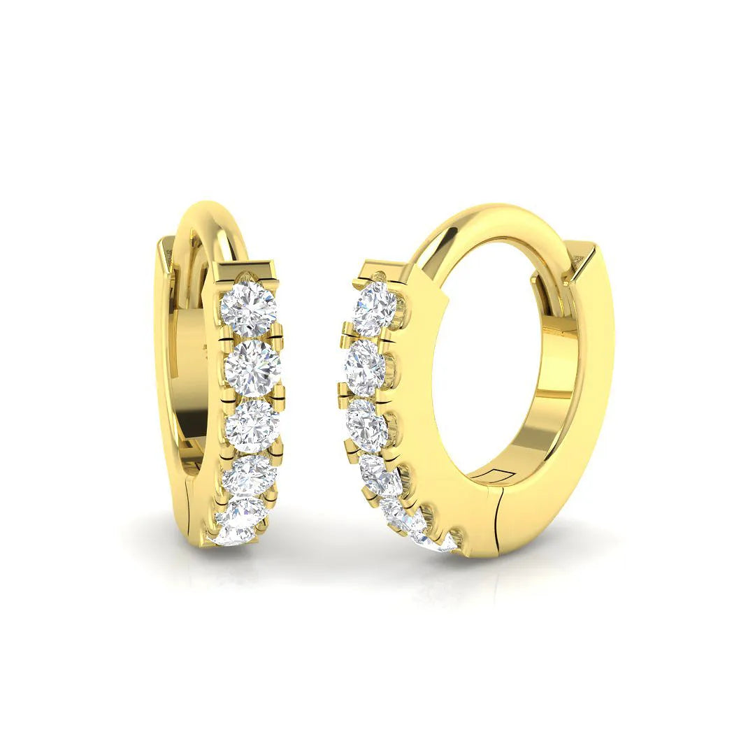 0.25 Carat Natural/Lab-Grown Round Diamond Hoop Earring in Gold - UK Made