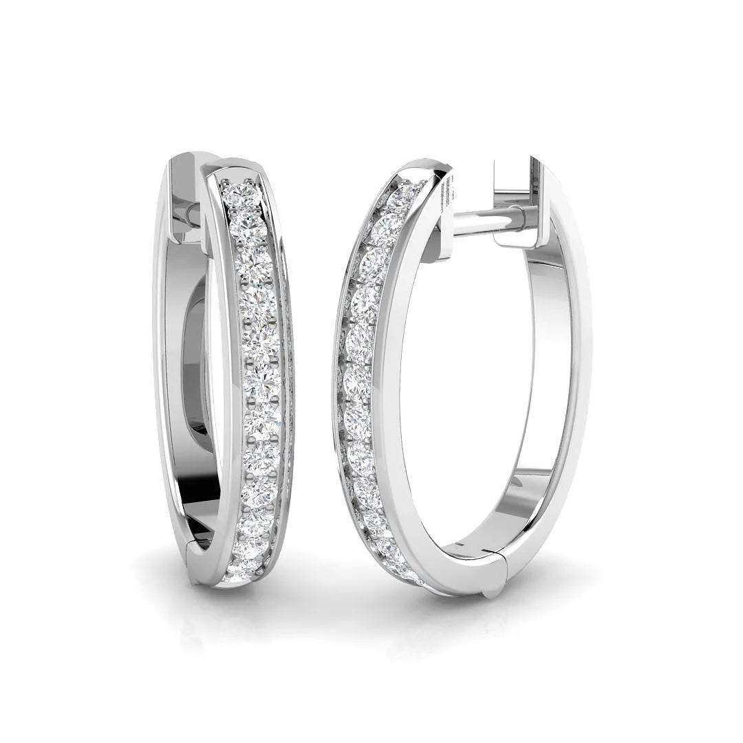0.25 Ct Natural & Lab-Grown Round Cut Diamond Hoop Earrings | Pavé Setting | 9K/18K Gold, Platinum