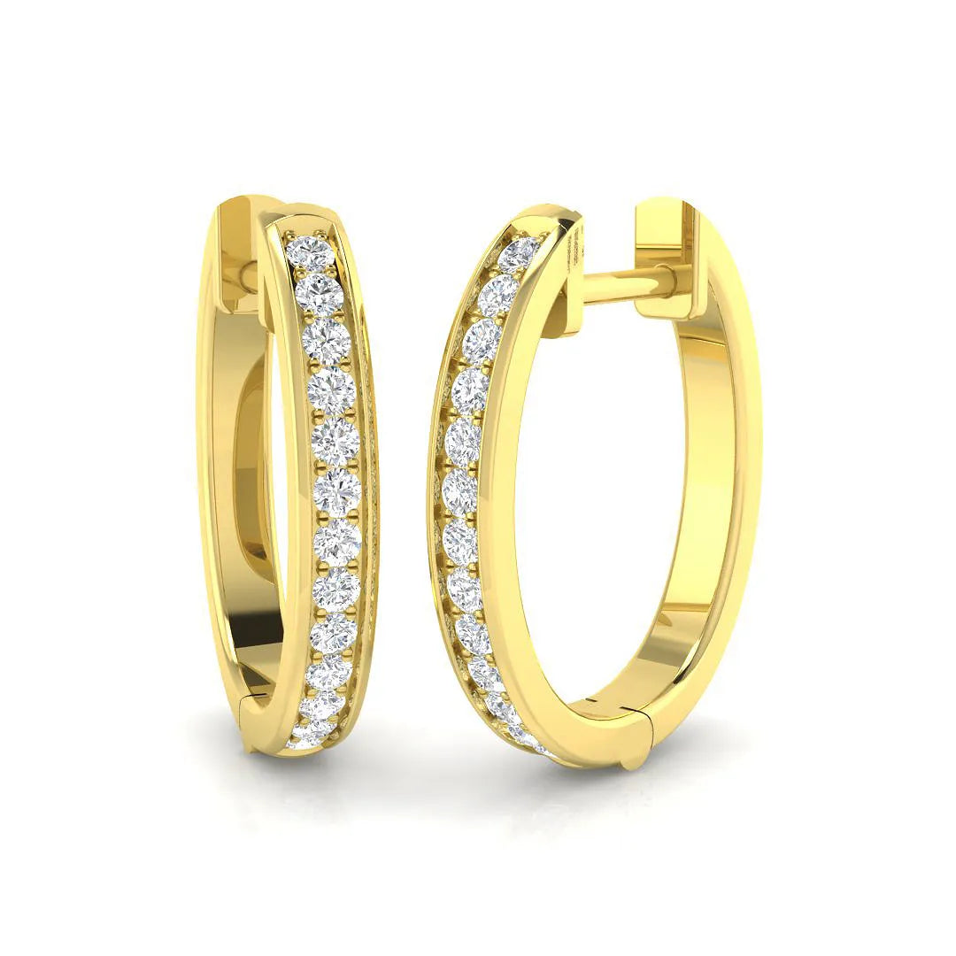 0.25 Ct Natural & Lab-Grown Round Cut Diamond Hoop Earrings | Pavé Setting | 9K/18K Gold, Platinum