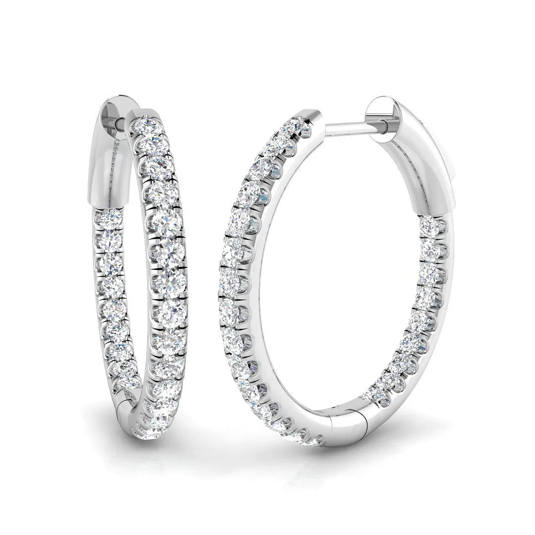 0.50 Carat Natural/Lab-Grown Round Cut Diamond Hoop Earring in Gold - UK Made