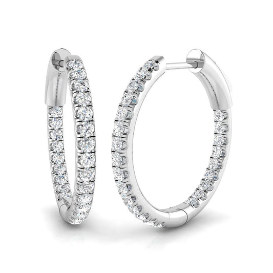 0.50 Carat Natural/Lab-Grown Round Cut Diamond Hoop Earring in Gold - UK Made