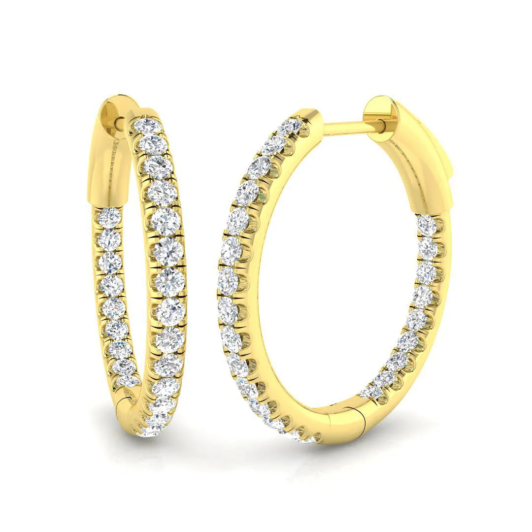 0.50 Carat Natural/Lab-Grown Round Cut Diamond Hoop Earring in Gold - UK Made