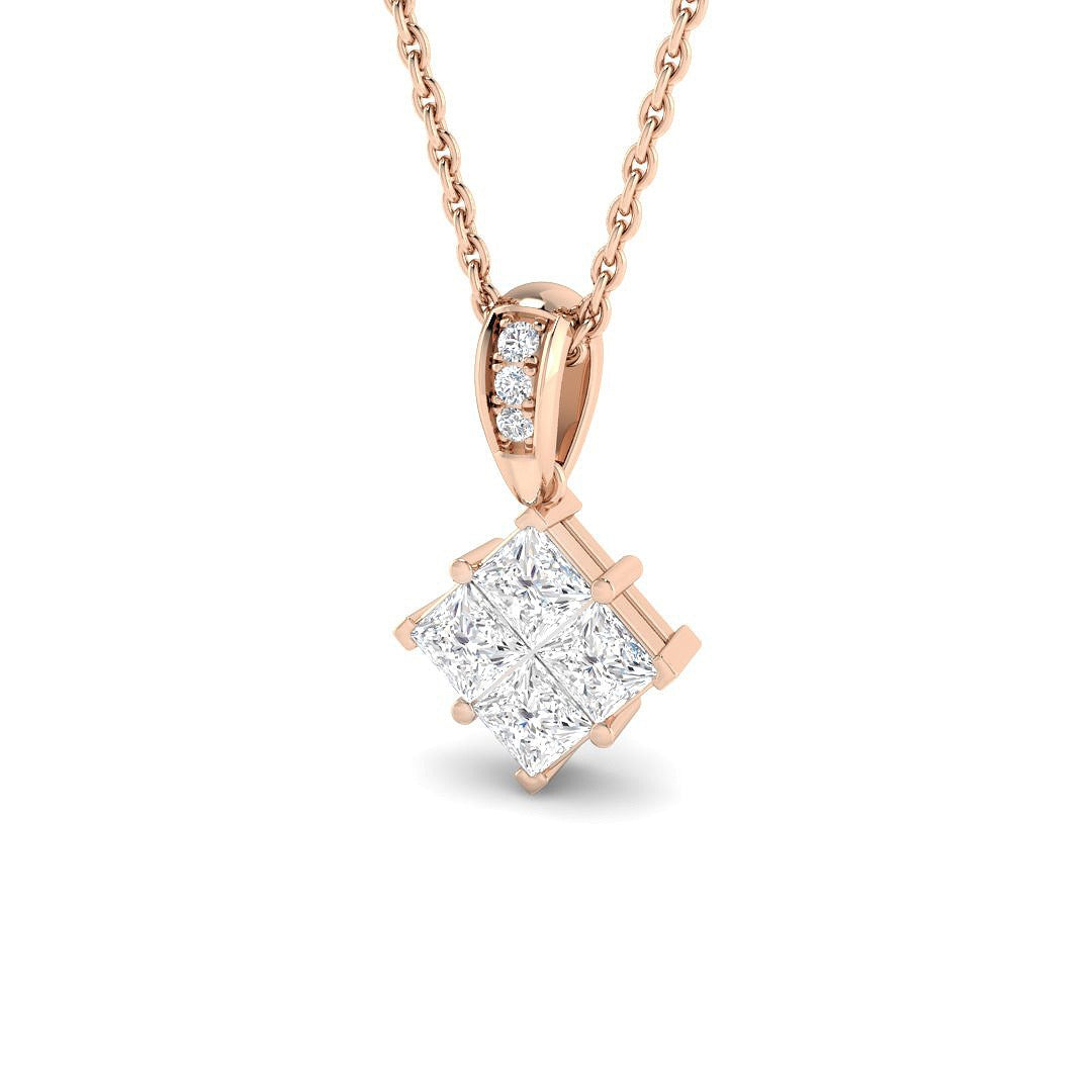 Square Diamond Pendant 0.5ct Gold – Without Chain