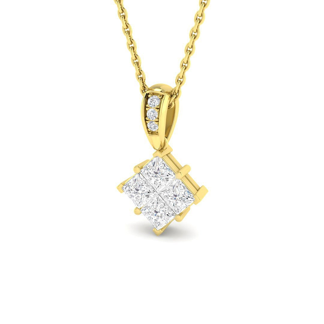 Square Diamond Pendant 0.5ct Gold – Without Chain