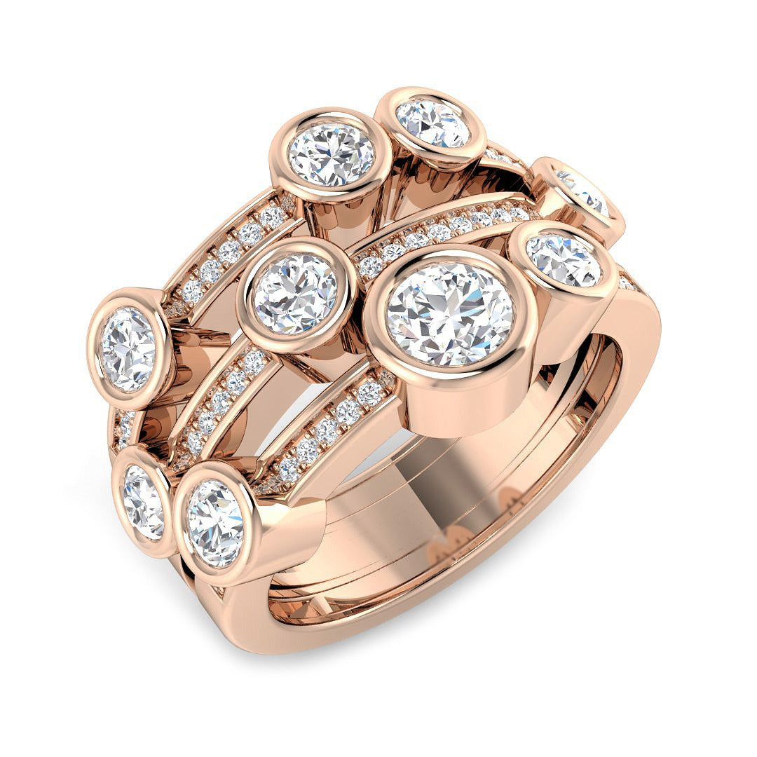Diamond kisverkmithk Bubble Ring | 1.5ct | Hallmarked Gold & Platinum