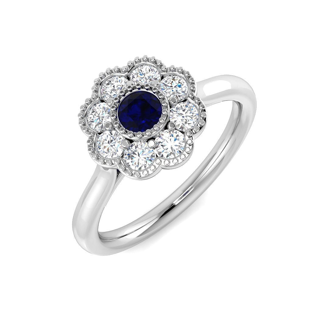 Diamond kkebfrith Blue Sapphire Ring | 0.75ct