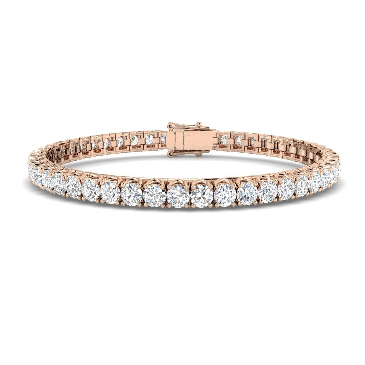 Round Cut Prong Set Lab Grown Diamond Tennis Bracelet in Platinum with Box Closure