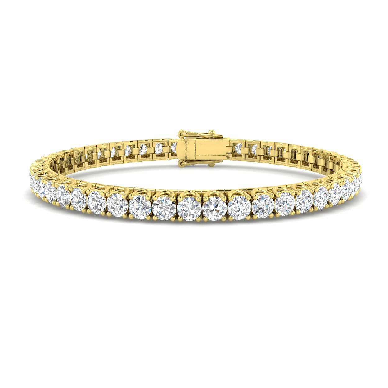 Round Cut Prong Set Lab Grown Diamond Tennis Bracelet in Platinum with Box Closure