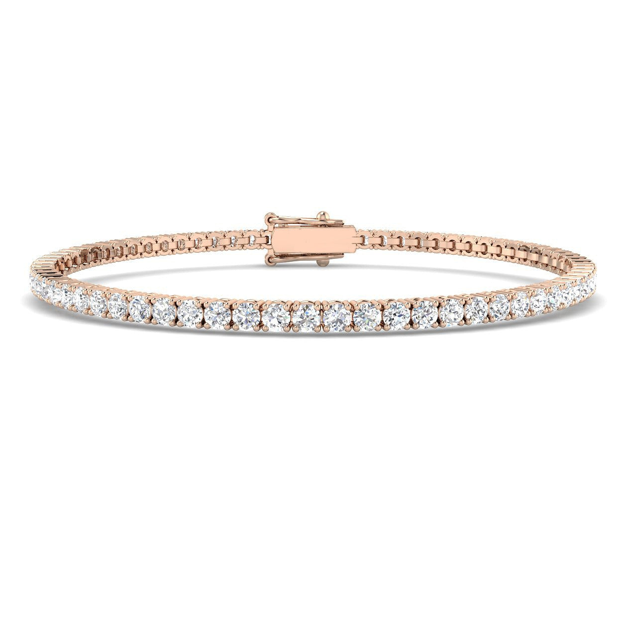 18K White Gold Round Natural Diamond Tennis Bracelet in Prong Set with Box Closure