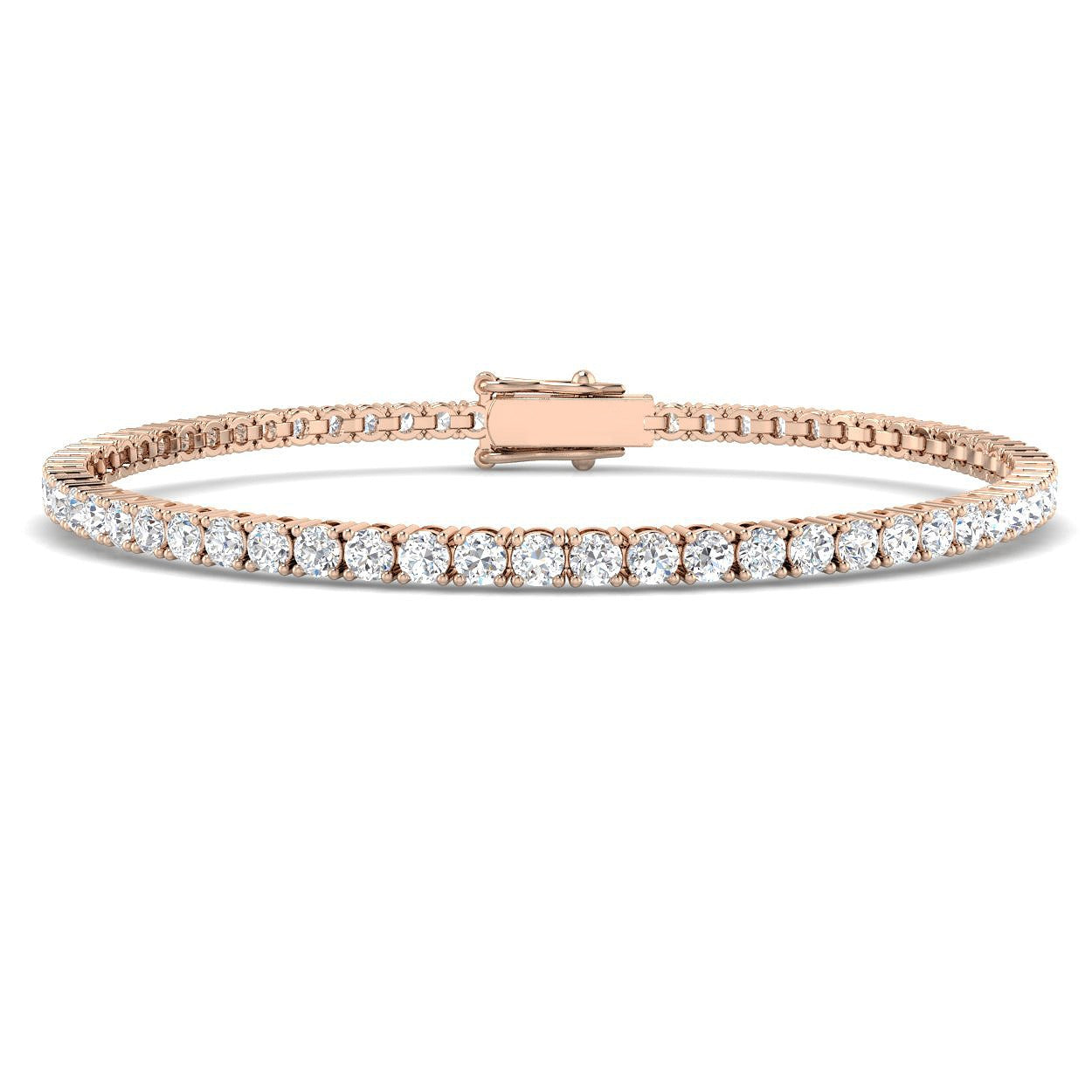 18K White Gold Round Natural Diamond Tennis Bracelet in Prong Set with Box Closure
