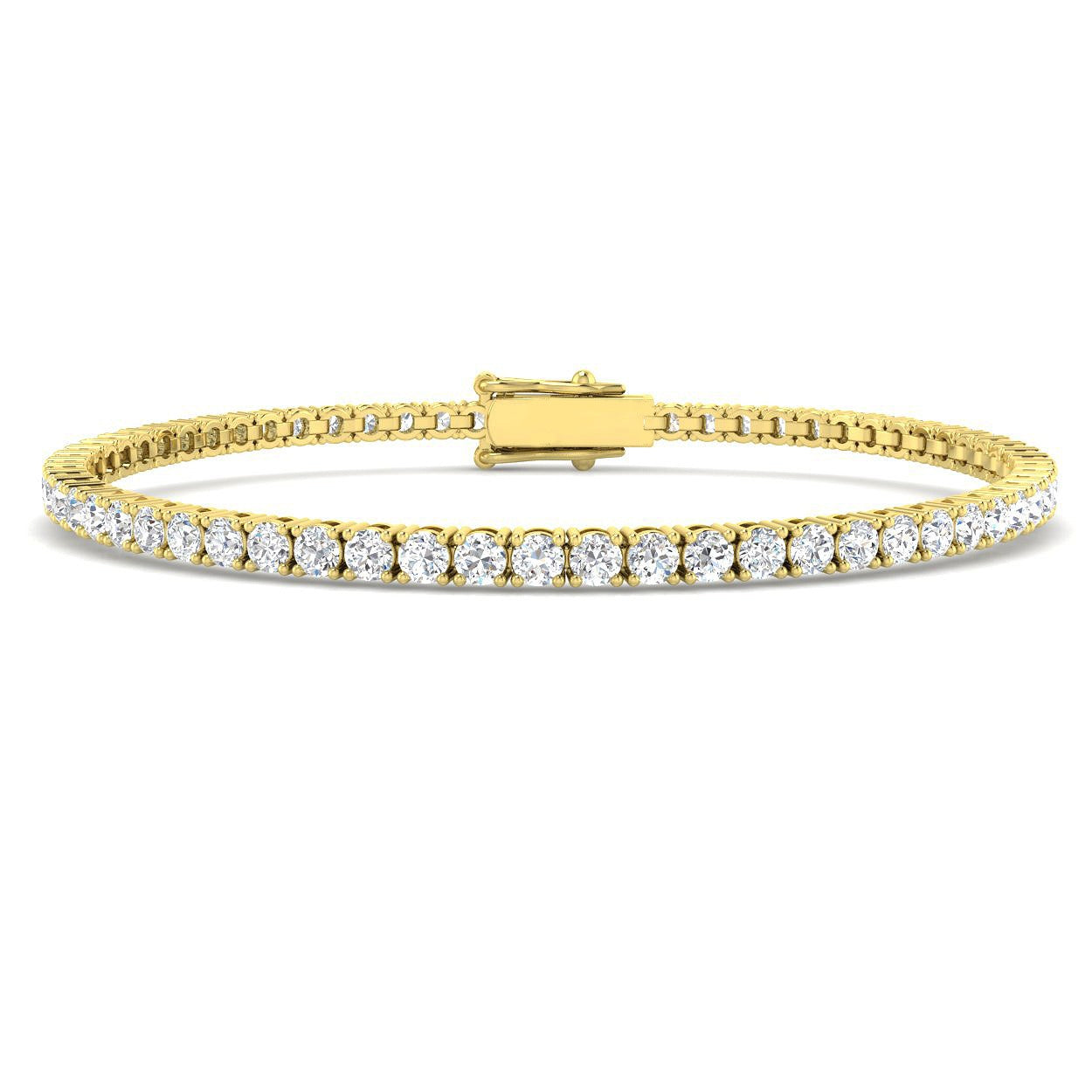 18K White Gold Round Natural Diamond Tennis Bracelet in Prong Set with Box Closure
