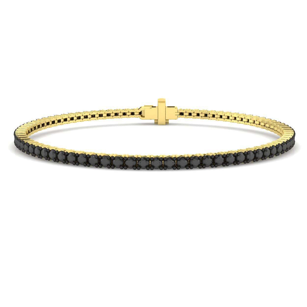 Bracelet de tennis de luxe en or et platine, serti de diamants ronds.