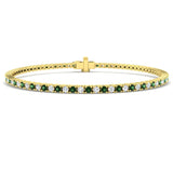 18K Solid Gold Prong Set Tennis Bracelet in Natural Round and Tsavorite Gemstones