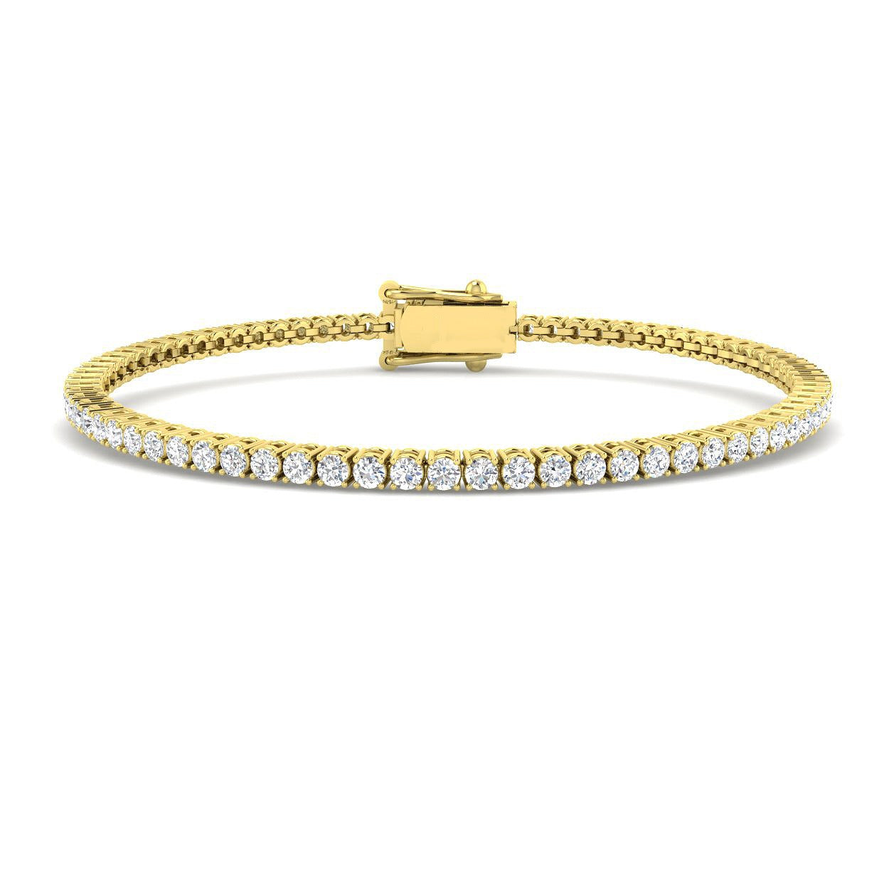 18K White Gold Round Natural Diamond Tennis Bracelet in Prong Set with Box Closure