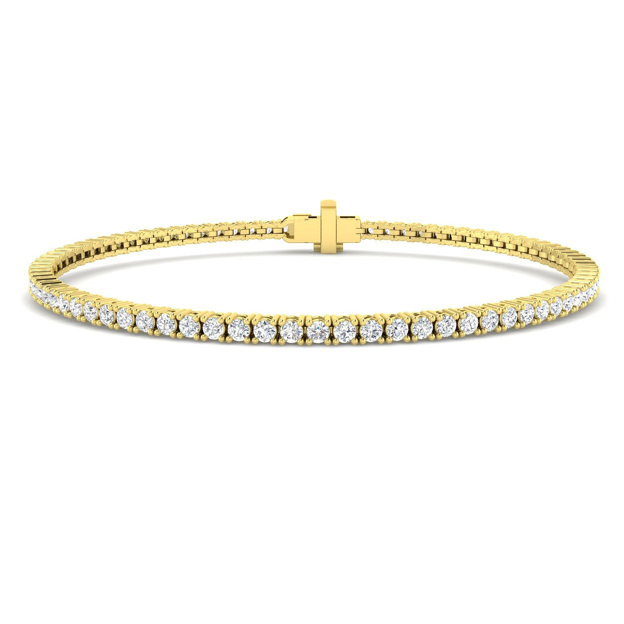 18K White Gold Round Natural Diamond Tennis Bracelet in Prong Set with Box Closure