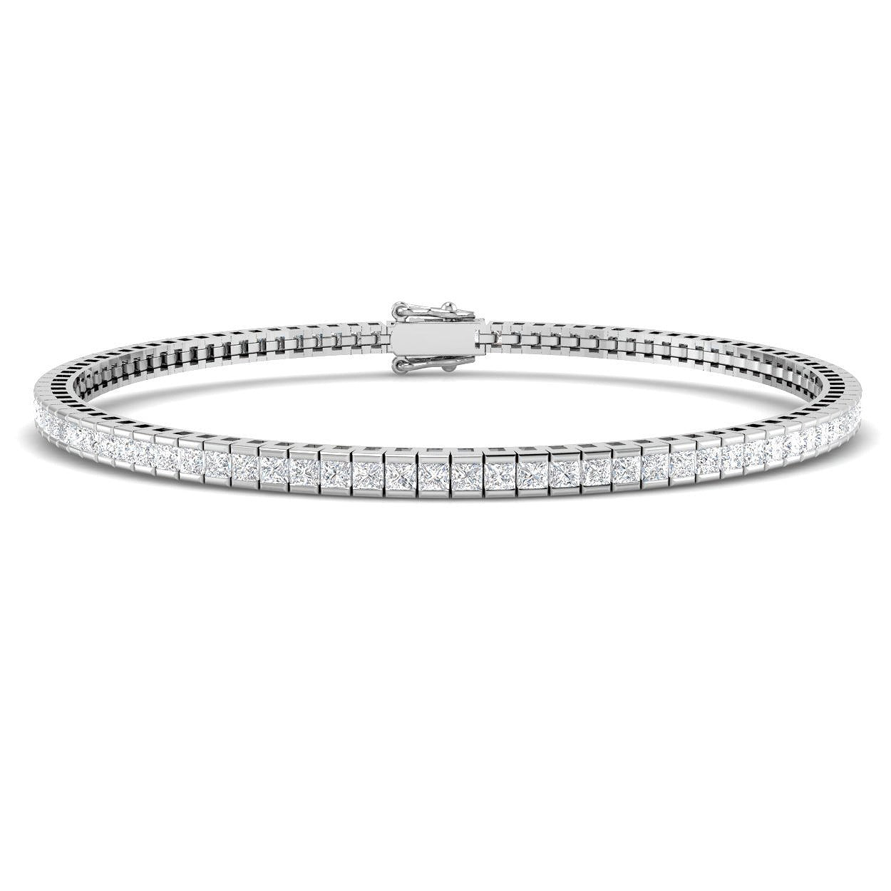 Natural Diamond Bracelet, Princess Cut Diamond Bracelet, Diamond Tennis Bracelet, Channel Set Diamond Bracelet