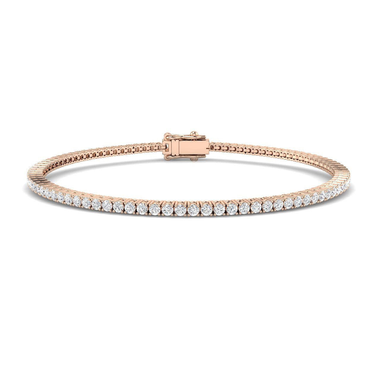 18K White Gold Round Natural Diamond Tennis Bracelet in Prong Set with Box Closure