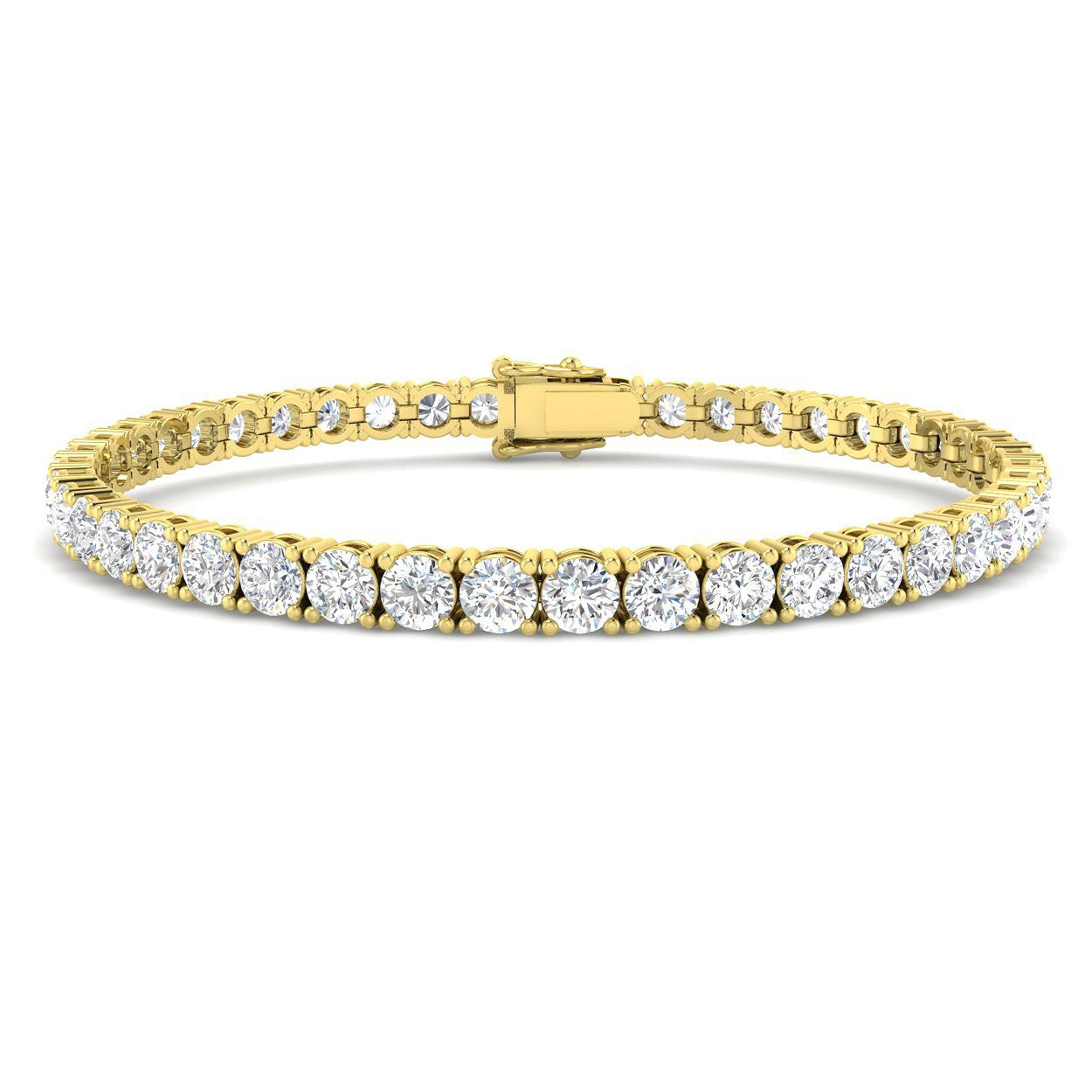 18K White Gold Round Natural Diamond Tennis Bracelet in Prong Set with Secure Box Clasp