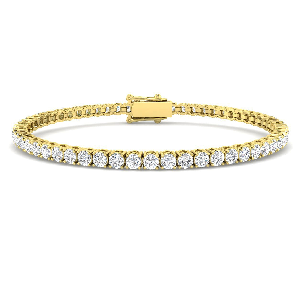 18K White Gold Round Natural Diamond Tennis Bracelet in Prong Set with Box Closure