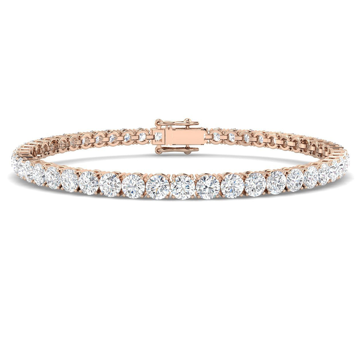 9K White Gold Lab Grown Diamond Tennis Bracelet – Round Prong Set Diamonds with Box Clasp
