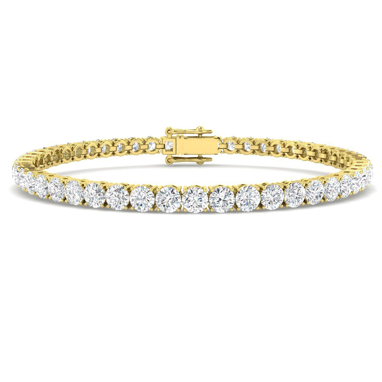 9K White Gold Lab Grown Diamond Tennis Bracelet – Round Prong Set Diamonds with Box Clasp