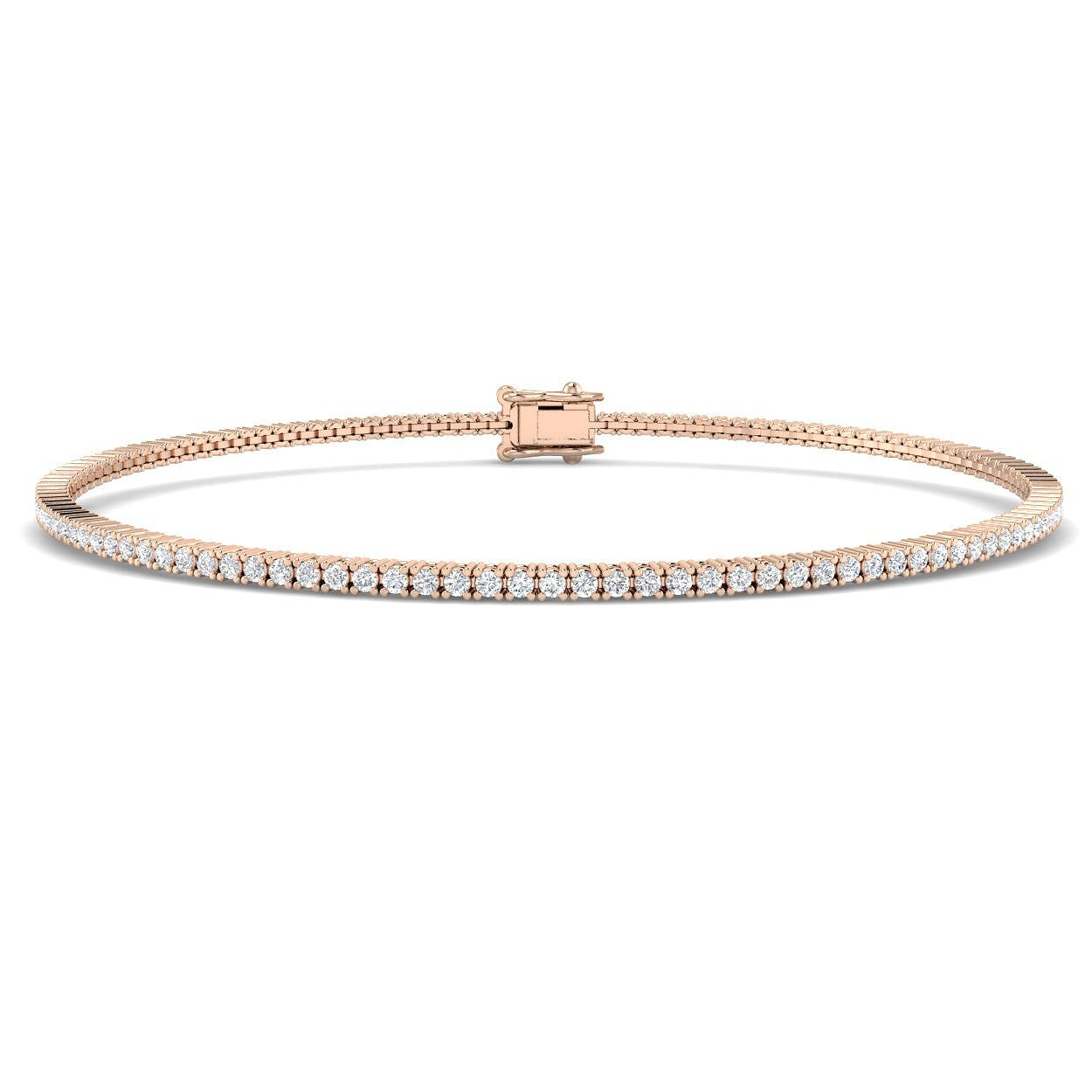 18K White Gold Round Natural Diamond Tennis Bracelet in Prong Set with Box Closure