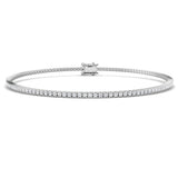 18K White Gold Round Natural Diamond Tennis Bracelet in Prong Set with Box Closure