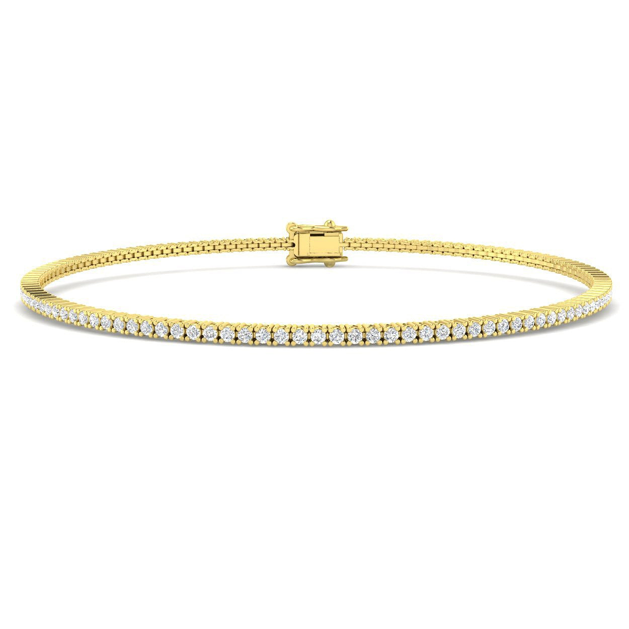 18K White Gold Round Natural Diamond Tennis Bracelet in Prong Set with Box Closure