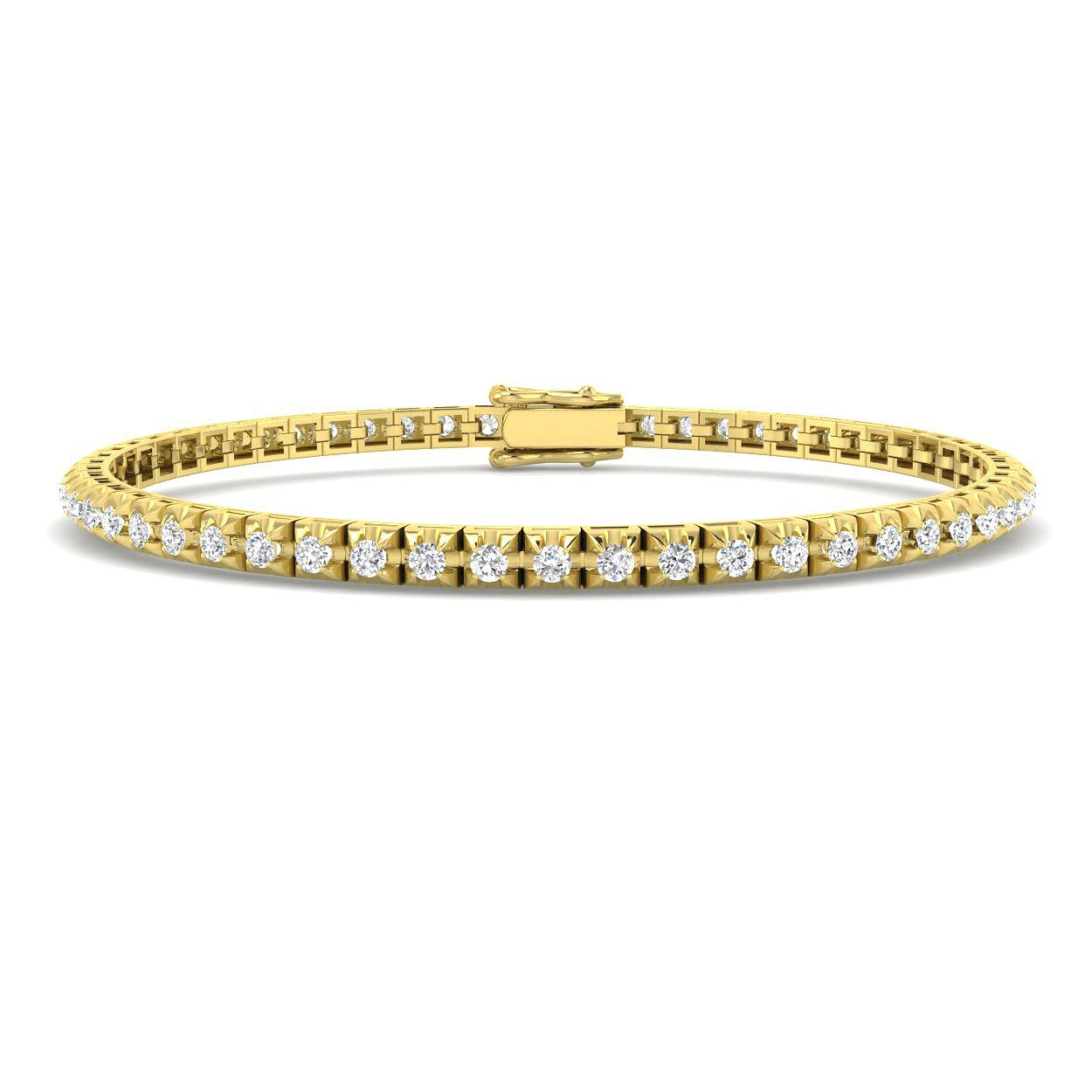 Bracelet de tennis de luxe en or et platine, serti de diamants ronds.