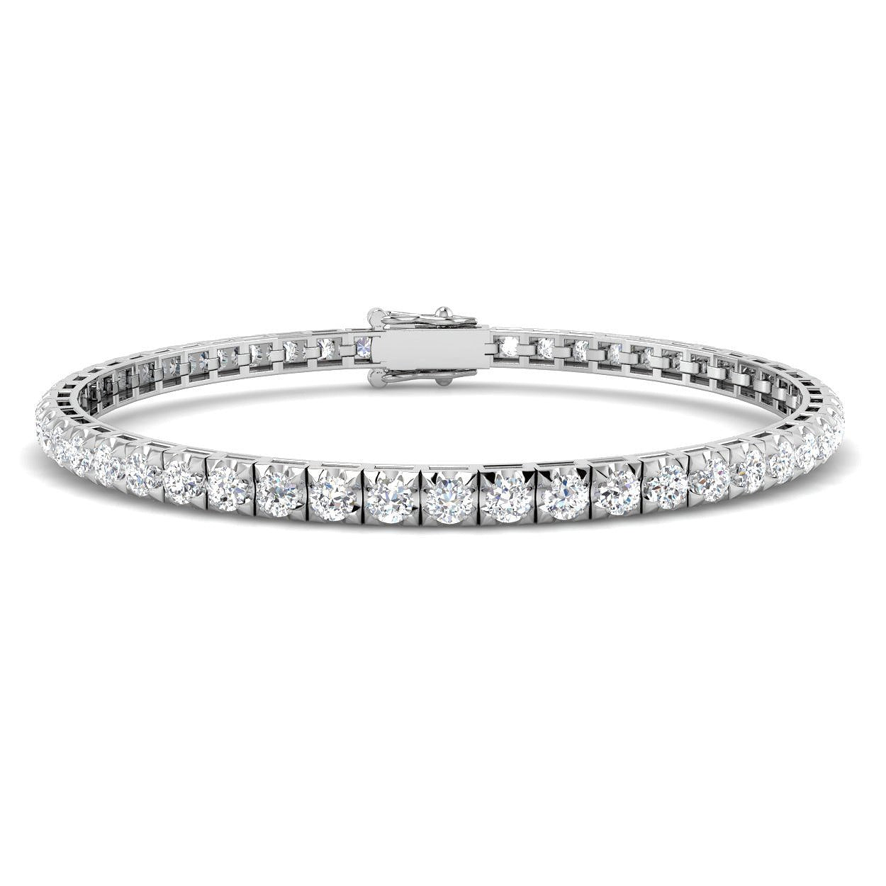 Bracelet de tennis de luxe en or et platine, serti de diamants ronds.
