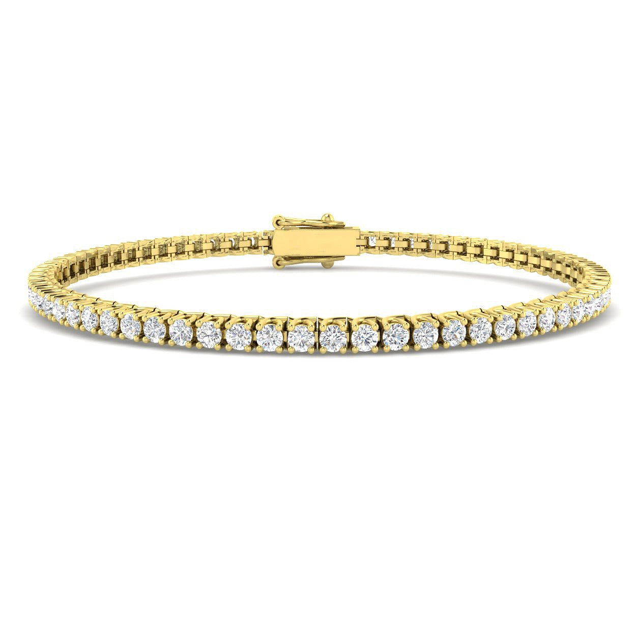 Round Cut Prong Set Lab Grown Diamond Tennis Bracelet in Platinum with Box Closure