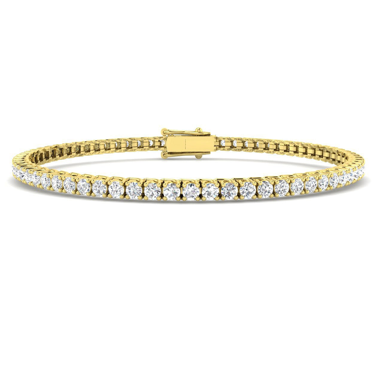 Round Cut Prong Set Lab Grown Diamond Tennis Bracelet in Platinum with Box Closure