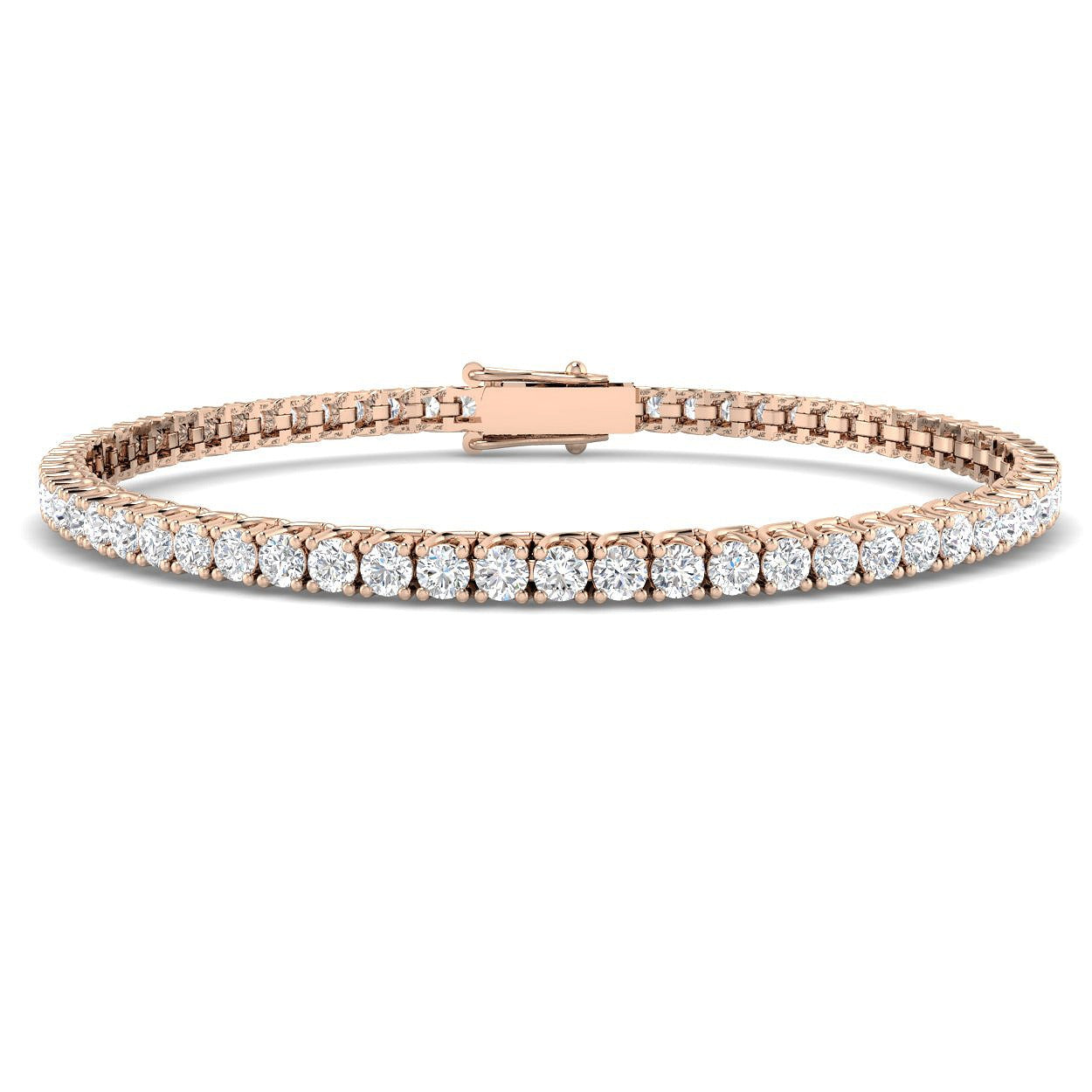 Round Cut Prong Set Lab Grown Diamond Tennis Bracelet in Platinum with Box Closure
