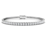 Round Cut Prong Set Lab Grown Diamond Tennis Bracelet in Platinum with Box Closure