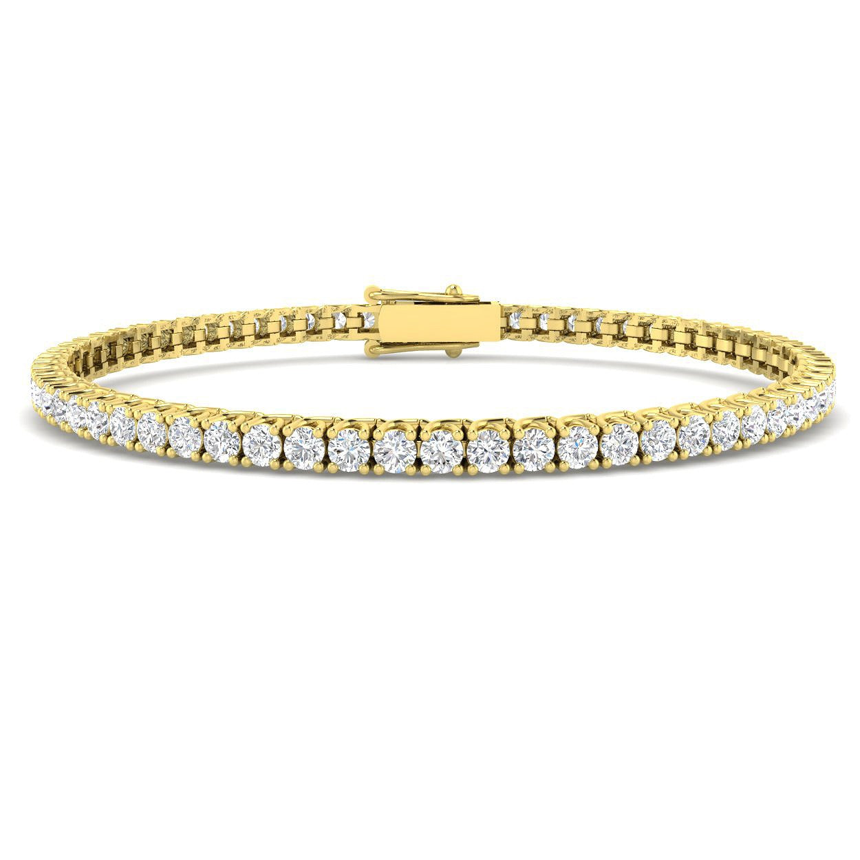 Round Cut Prong Set Lab Grown Diamond Tennis Bracelet in Platinum with Box Closure
