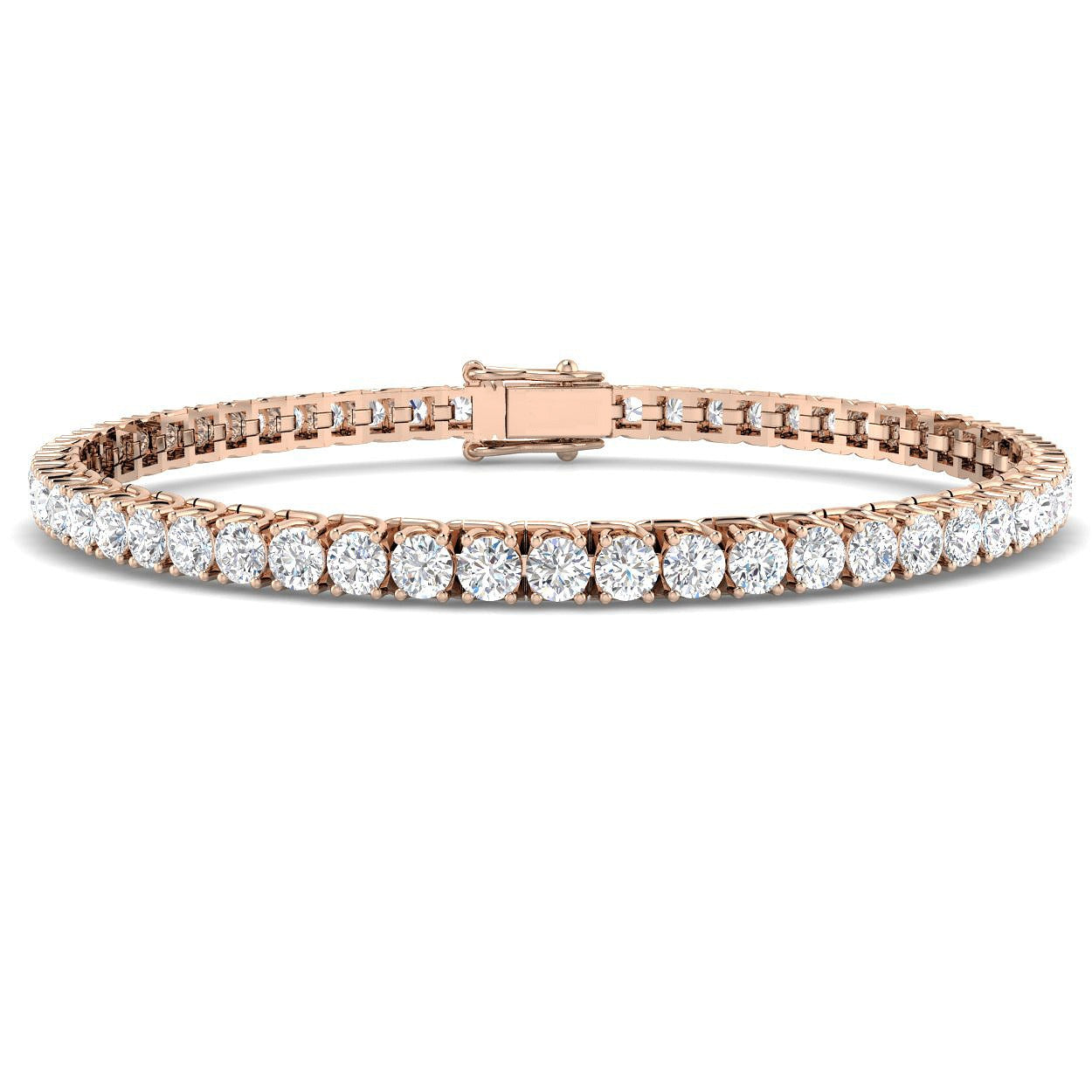 Round Cut Prong Set Lab Grown Diamond Tennis Bracelet in Platinum with Box Closure