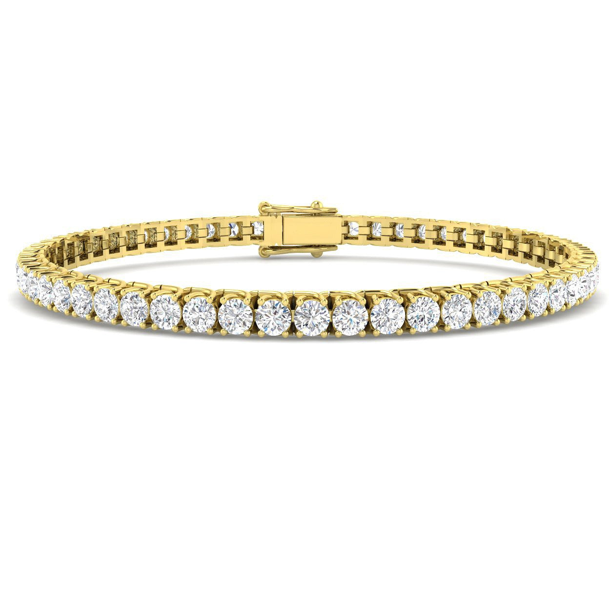 Round Cut Prong Set Lab Grown Diamond Tennis Bracelet in Platinum with Box Closure