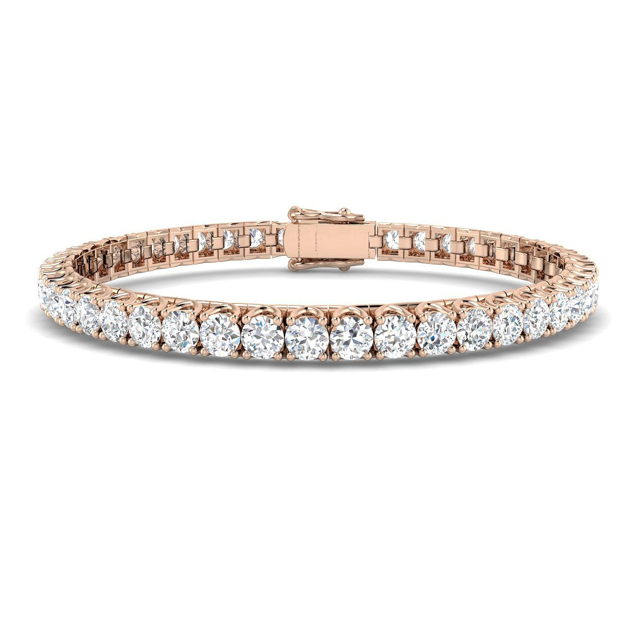 Round Cut Prong Set Lab Grown Diamond Tennis Bracelet in Platinum with Box Closure