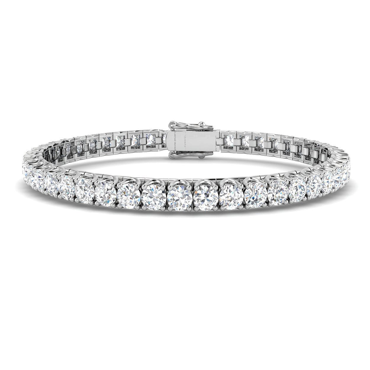 Round Cut Prong Set Lab Grown Diamond Tennis Bracelet in Platinum with Box Closure