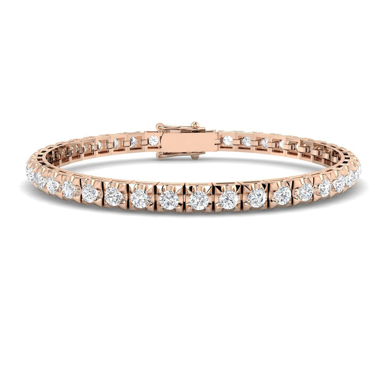 Bracelet de tennis de luxe en or et platine, serti de diamants ronds.