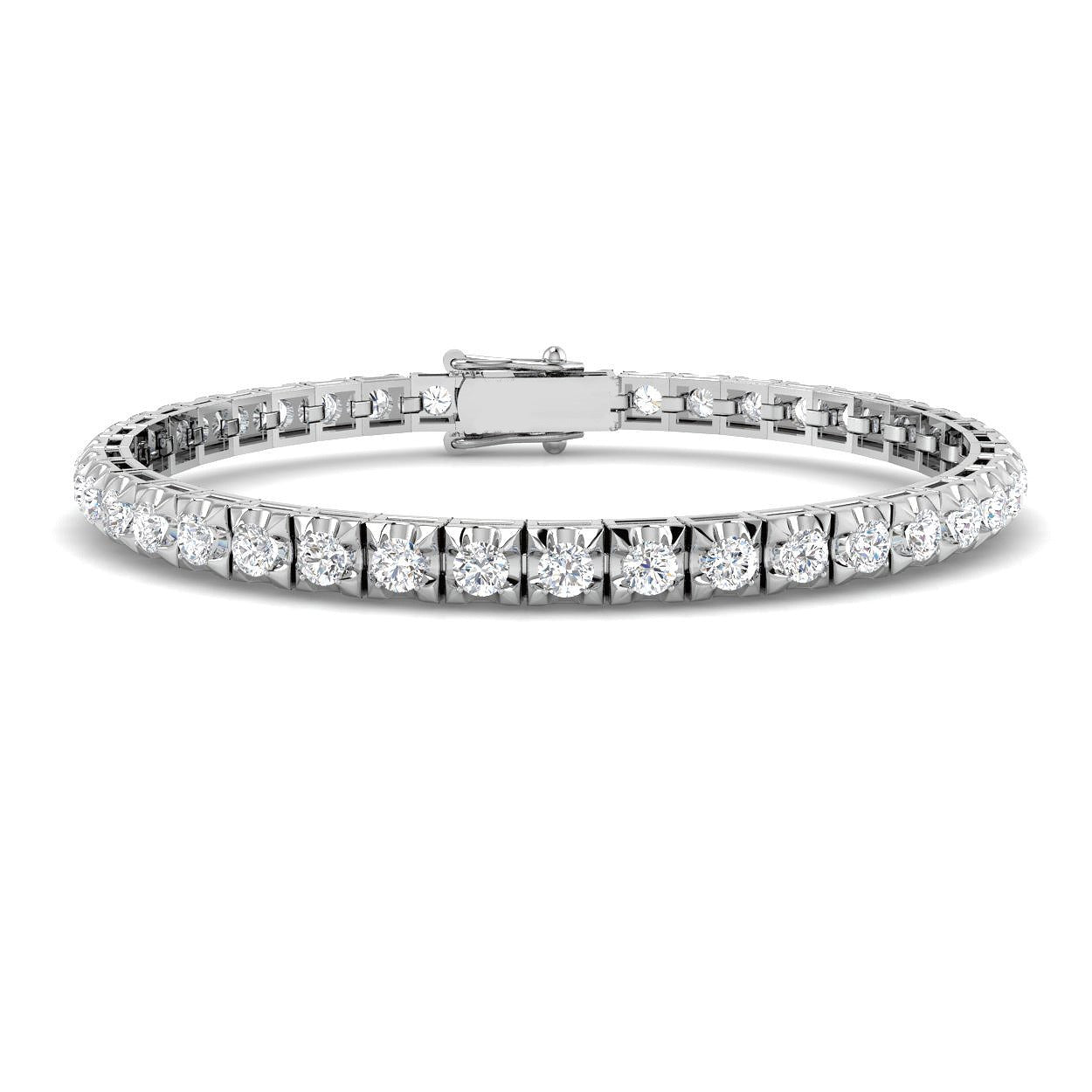Bracelet de tennis de luxe en or et platine, serti de diamants ronds.