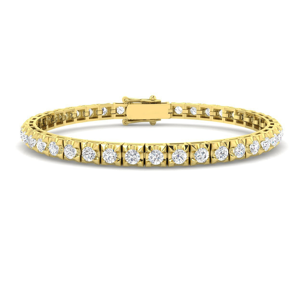 Bracelet de tennis de luxe en or et platine, serti de diamants ronds.